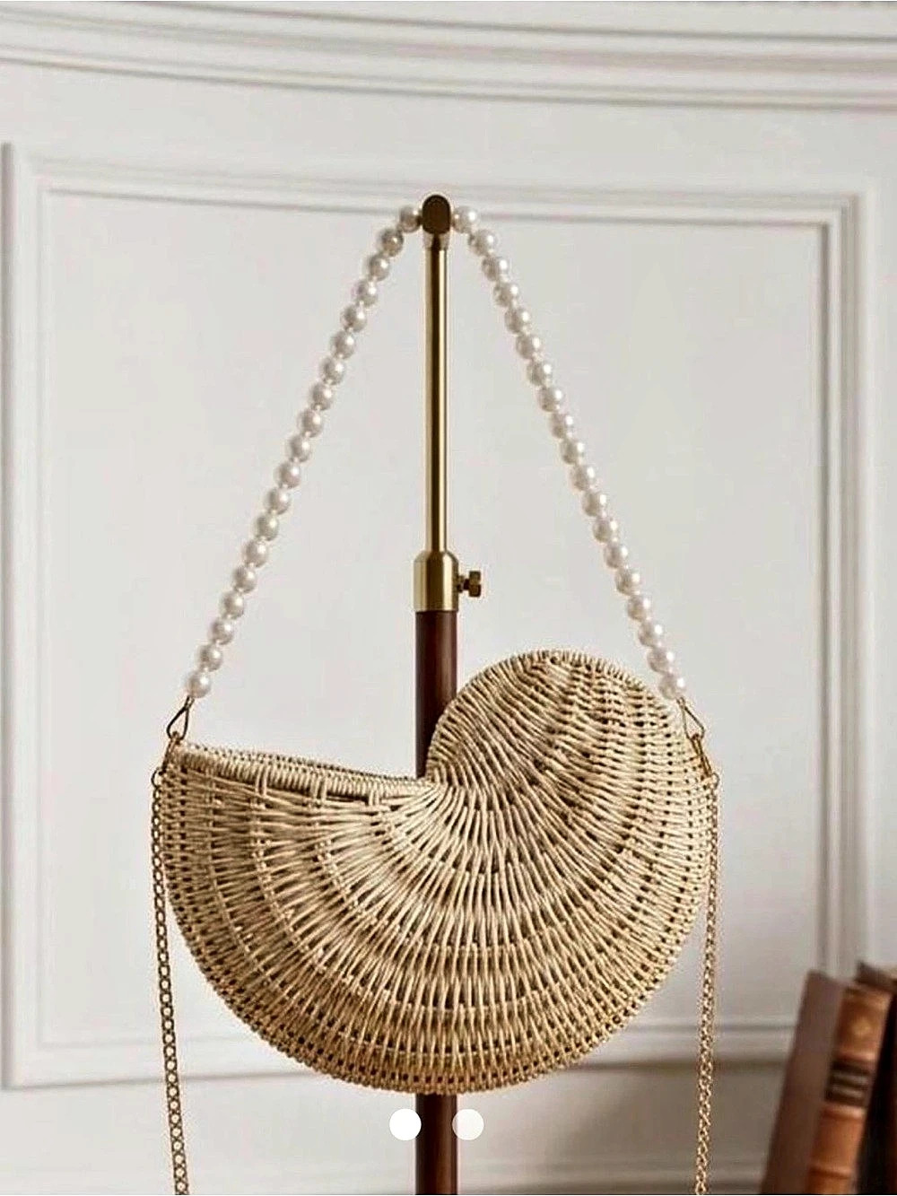 Henri Bendel Woven Crescent Shoulder Bag in Beige NWT